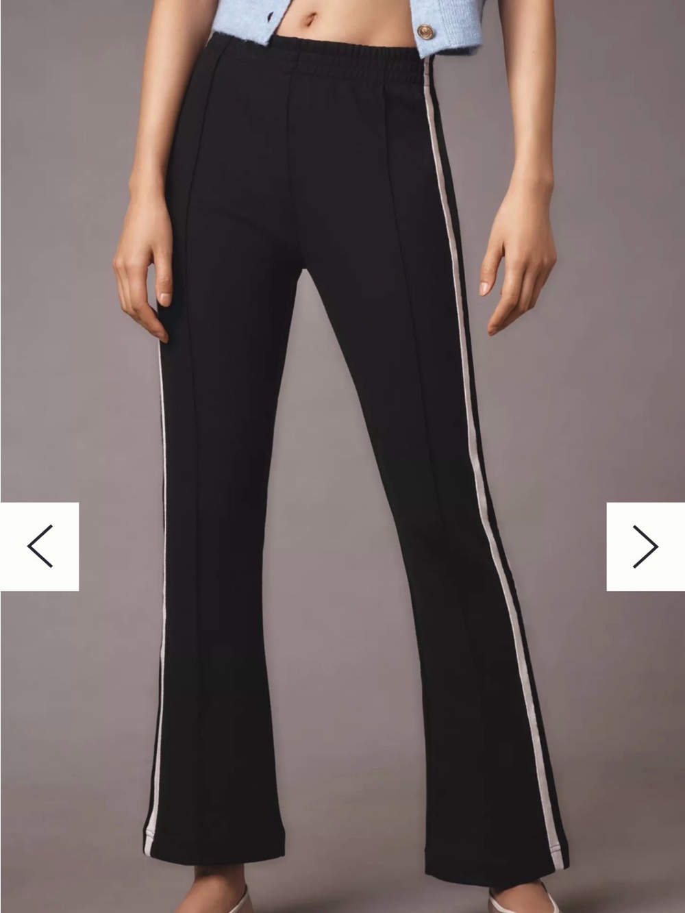 maeve Knit Side-Stripe Track Pants Black & White L